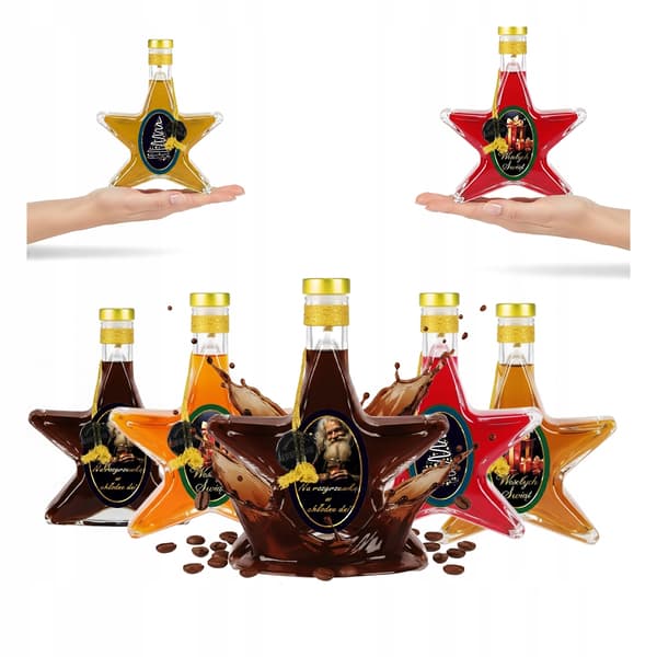 5x Julstjärneflaskor 200ml Dekorerade julflaskor för julklapp