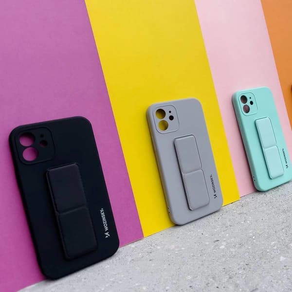 Wozinsky Kickstand Case silikonskal med stativ iPhone 12 Pro Max gul