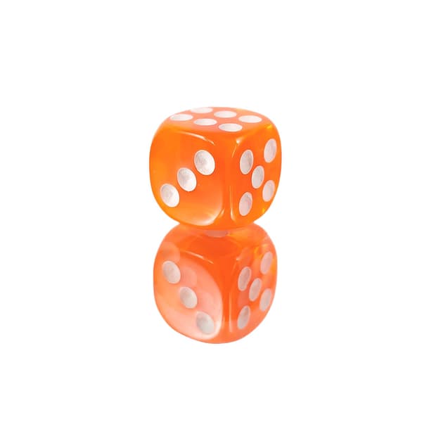 D6 1,6 cm RPG Orange Transparent Sekssidet Terning