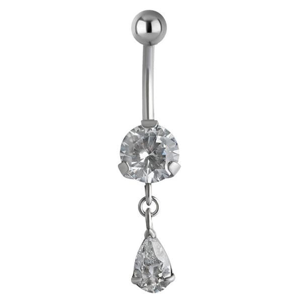 Silver navelring med vit zirkon - KP-009 1.6/8