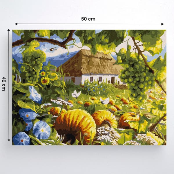 MALING EFTER TAL MED RAMME Billeder til maleri - Landsted 50x40 cm