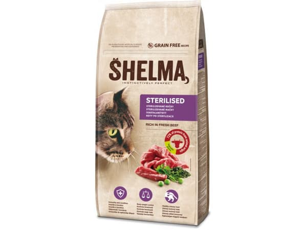 SHELMA torrfoder för katter 8 kg nötkött spannmålsfritt