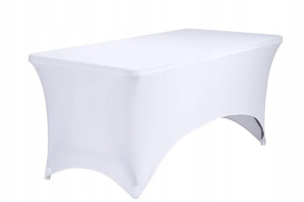 Elastisk slät vit duk för cateringbord 180x76cm 180g