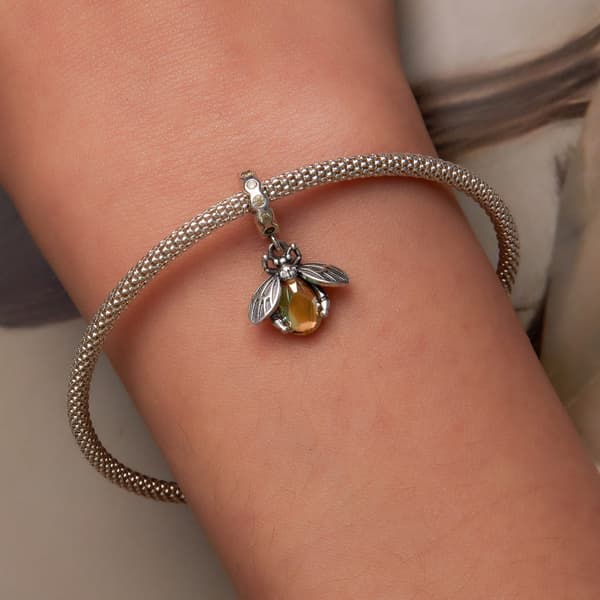 Kristallbi silverhänge berlock silver 925 pärlor