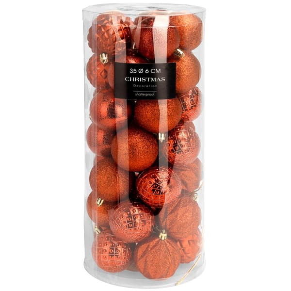 Obrytbara röda julgranbollar 6 cm 35 st