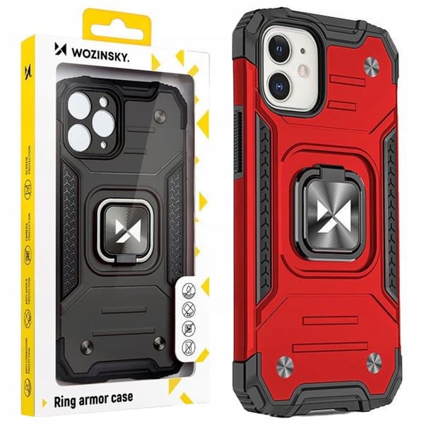 Wozinsky Ring Armor iPhone 14 Plus Armored Cover Magnetisk Holder Ring Rød