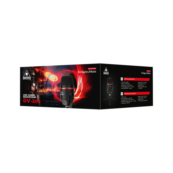 Kruger og Matz Warrior GV-200 gaming streamingmikrofon USB til vlogger