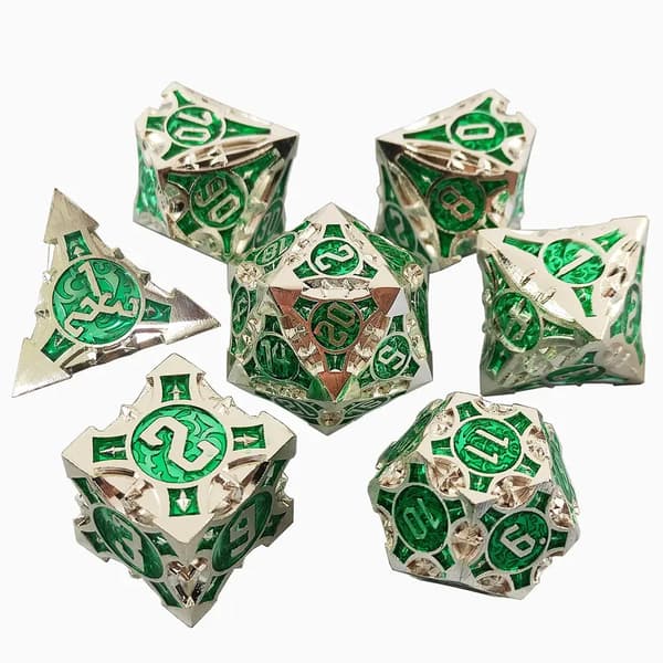 Elven Council RPG-tärningar Set med 7 metalltärningar