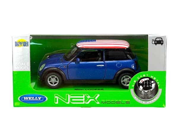 WELLY MINI COOPER MED USA FLAG BLÅ 1:34 49766