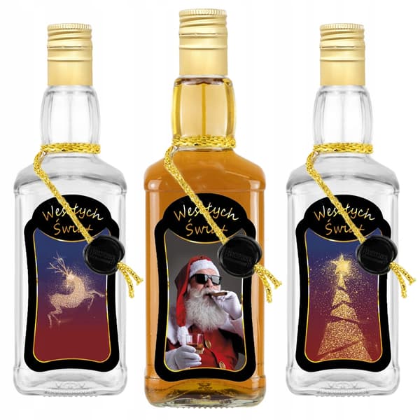 10 st JULDANIELS 500ML PREMIUMDEKORERADE glasflaskor för vodka