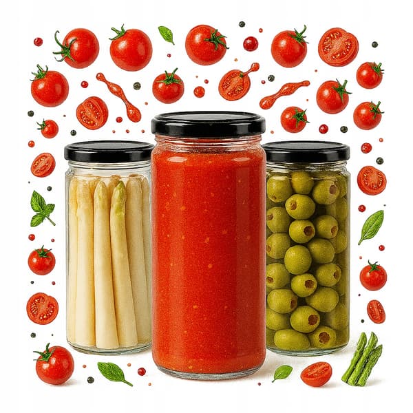 70x LÅNG burk 500ml för sylt, honung, marmelad, gurkor, kryddor + lock