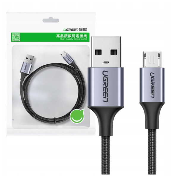 UGREEN US290 USB-Micro USB -kaapeli QC 3.0 2.4A 1m (Musta)