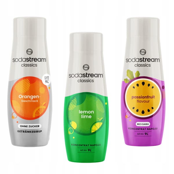 Sodastream Orange Zero + Citronlime + Passionsfrukt 3-pack koncentrat