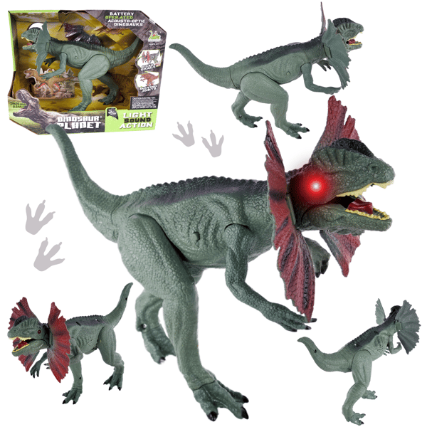 Dinosaur lys- og lydeffekter Bevægelige elementer Interaktive