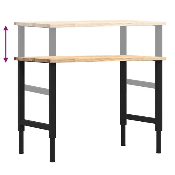 vidaXL arbejdsbord, 100x60x(71,5-98) cm, egetræ