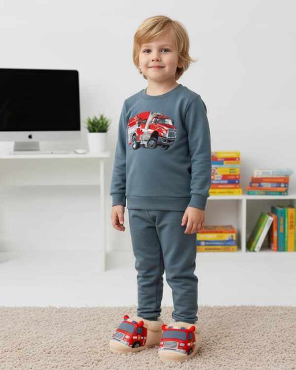 BARNPYJAMAS 128 för POJKAR 100 % bomull LASTBILSMÖRKE