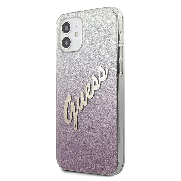 Guess GUHCP12SPCUGLSPI iPhone 12 mini 5.4 pink/pink hårdt cover Glitter Gradient Script