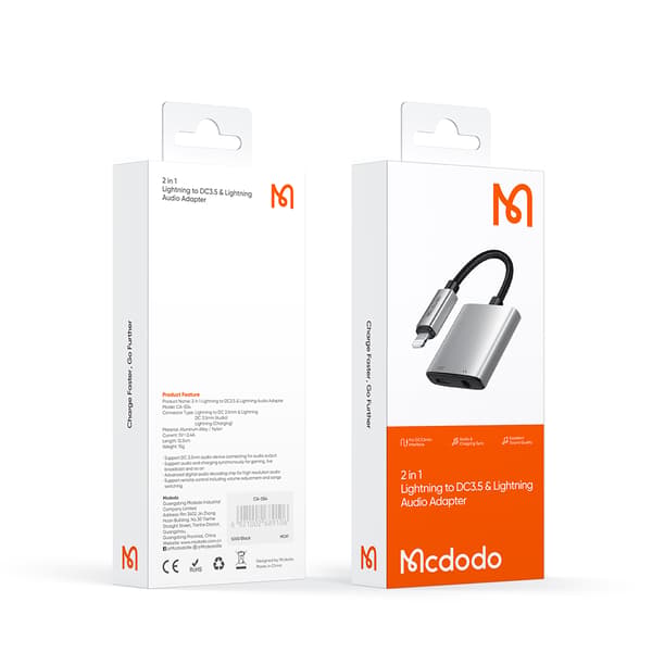 MCDODO LIGHTNING MINI JACK ADAPTER 3,5 MM KABEL TIL IPHONE 13 14