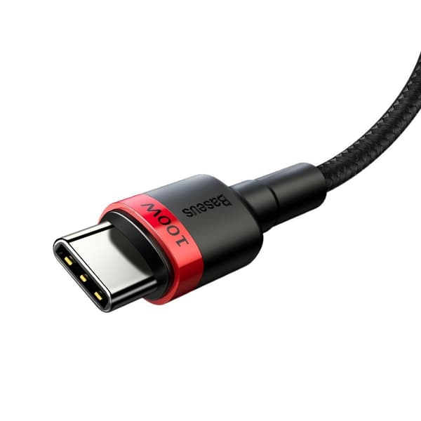 Baseus Cafule USB-C til USB-C kabel, QC 3.0, PD 2.0, 100W, 5A, 2m (Rød-Sort)
