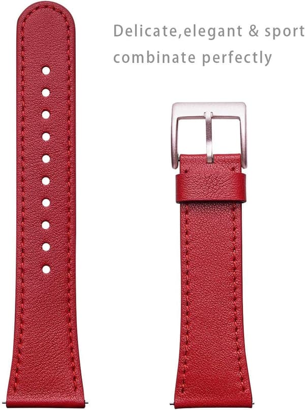 Fitbit Versa/Versa 2/Lite/SE -kellohihna, punainen, aitoa nahkaa