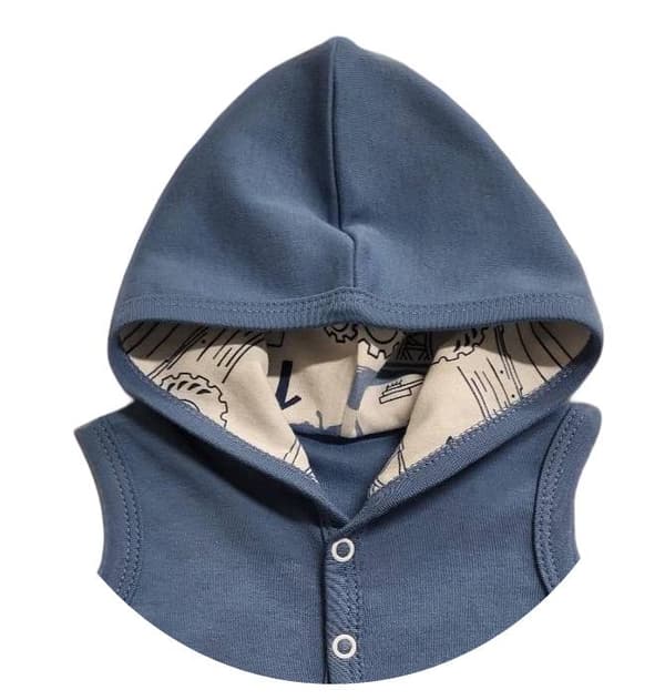 HÆTTEVEST til DRENGE104 nikkelfri trykknapper 100% BOMULD BLÅ