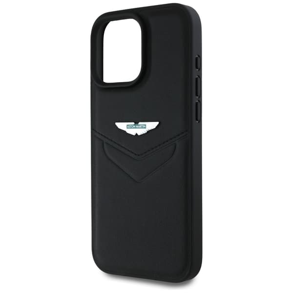 Aston Martin HC Læderetui i Victory Design til iPhone 16 Pro Max, Sort