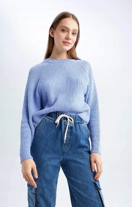 Defacto långärmad tröja blå casual XXS