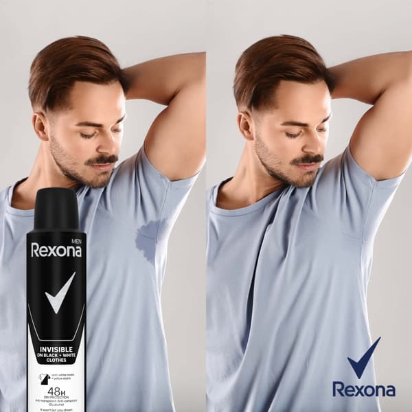 534444 Rexona Mænd Spray Usynlig Sort & Hvid