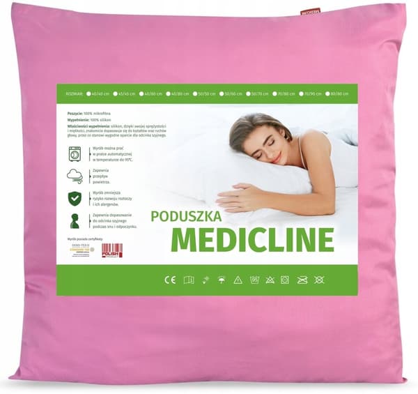 Kudde 80x80 cm antiallergisk mikrofiber rosa silikon