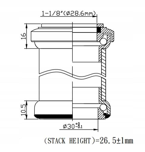 NECO H845 sort AHEAD 1-1/8”x34x30 sæt