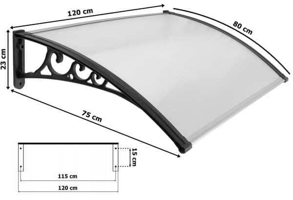Sano plastbaldakin 80x120cm svart