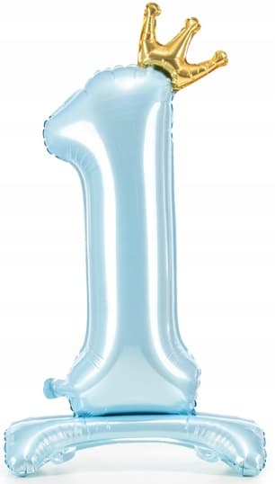 Stående folieballon nummer "1", 84 cm, himmelblå