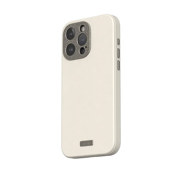 Moshi Napa MagSafe – Läderfodral till iPhone 15 Pro (Äggnogvitt)