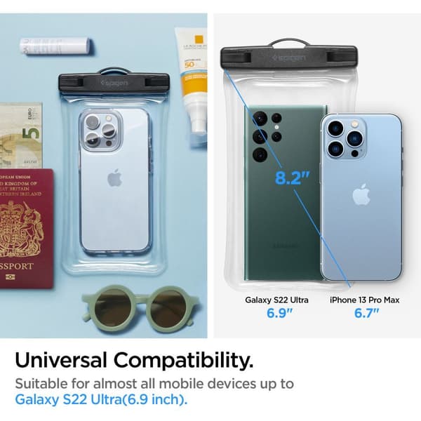 SPIGEN A610 UNIVERSAL VANDTÆT FLOAT-ETUI KRYSTALKLAR