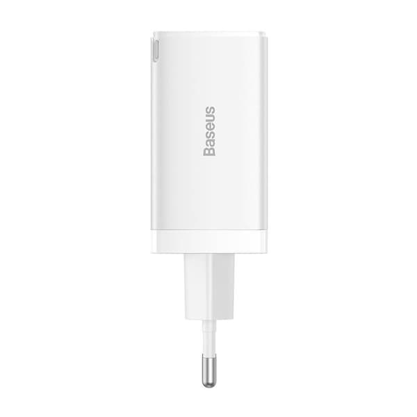 Baseus GaN5 Pro 2xUSB-C + USB-seinälaturi, 65W (valkoinen)