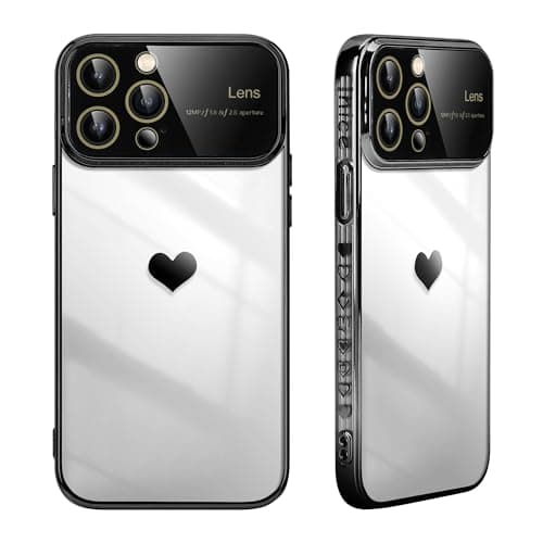 ETUI TIL APPLE IPHONE 15 PRO SORT HJERTE RAMME KAMERABESKYTTELSE A3102