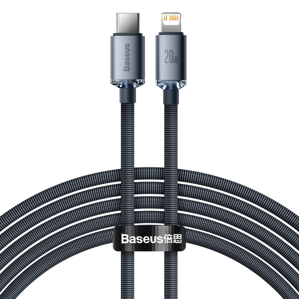 Baseus Crystal Shine USB-C till Lightning-kabel, 20W, PD, 2m (svart)