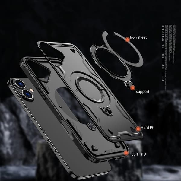 Hybrid Armor Trendy Cover med MagSafe til iPhone 16 Plus - Sort