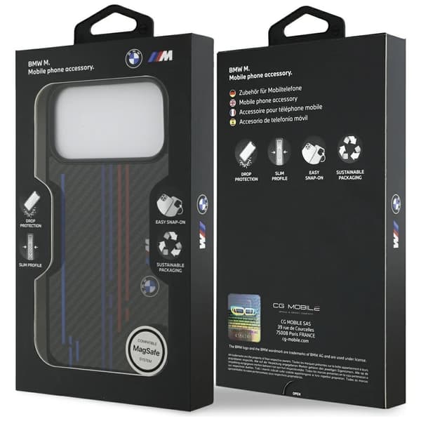 BMW M Kevlar-linjer og logo MagSafe-cover til iPhone 17 Pro Max - Sort