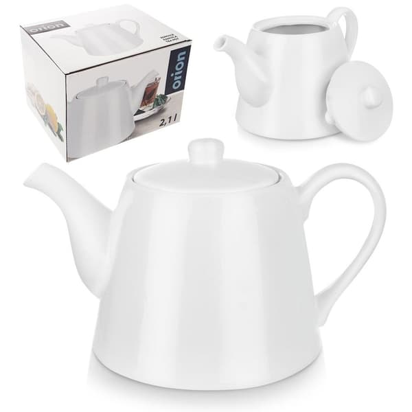Vit porslinskanna för kaffe och te 2 liter