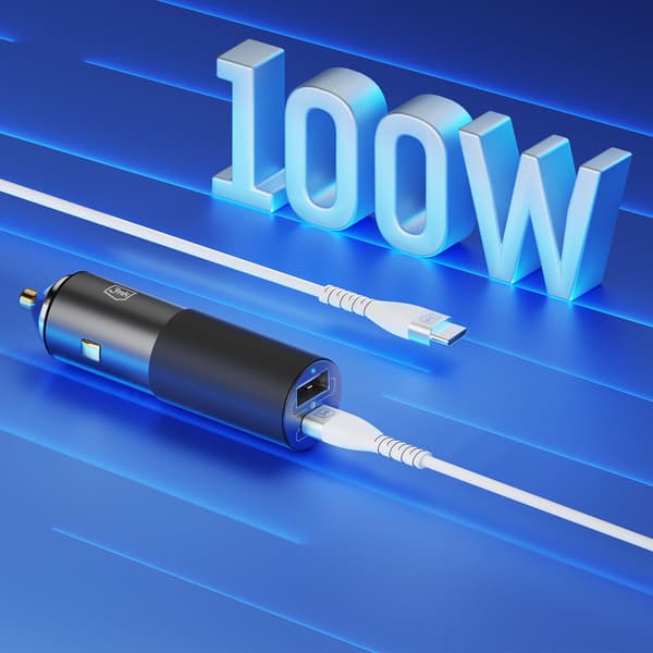 Tillbehör - 3mk Hyper Billaddare 100W PD QC PPS USB 1A1C Silver/Grå