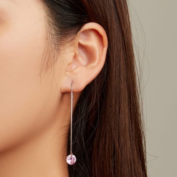 Silvertrådade örhängen med rosa kristaller, 925 silver