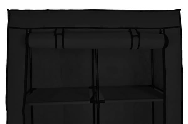 Mira sort tekstilgarderobe med 4 hylder