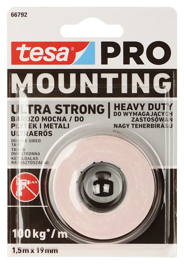 DOBBELTSIGT MONTERINGSTAPE MONTERING-PRO/ULTRA-STÆRK/1.5X19 TESA