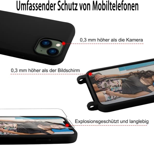 SORT SILIKONEETUIS TIL APPLE IPHONE 13 PRO MAX 6,7" + 2x HÆRDET GLAS