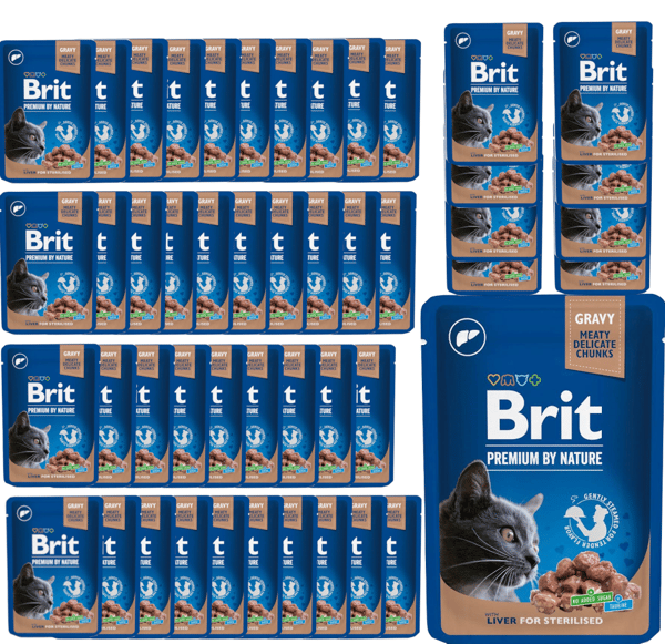 Brit katteposer LEVER TIL Steriliseret 48x100g
