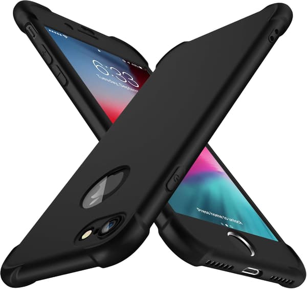 MUSTA SUOJA IPHONE 7/8 4.7':LLE, 2 KARKAISTU LASILLA