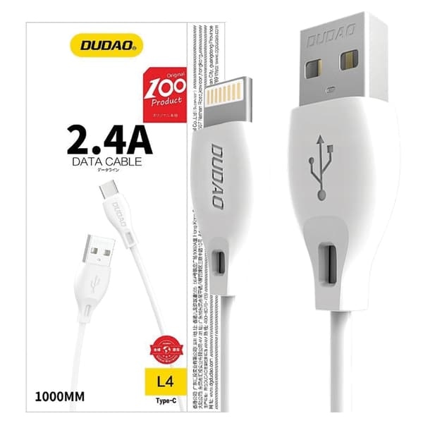 Dudao USB / Lightning-kabel 2.4A 1m hvid (L4L 1m hvid)