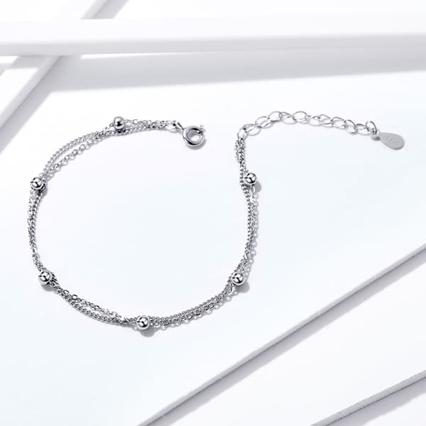 Silverdubbelarmband dekorerat med 925 silverkulor