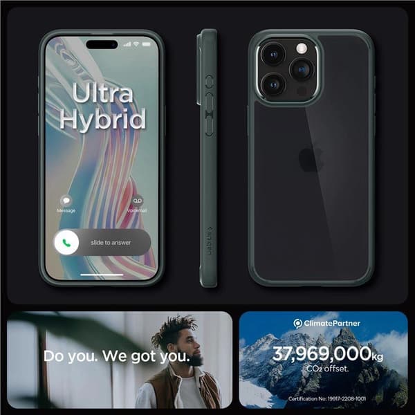 Spigen Ultra Hybrid-cover til iPhone 15 Pro Max - Mørkegrøn